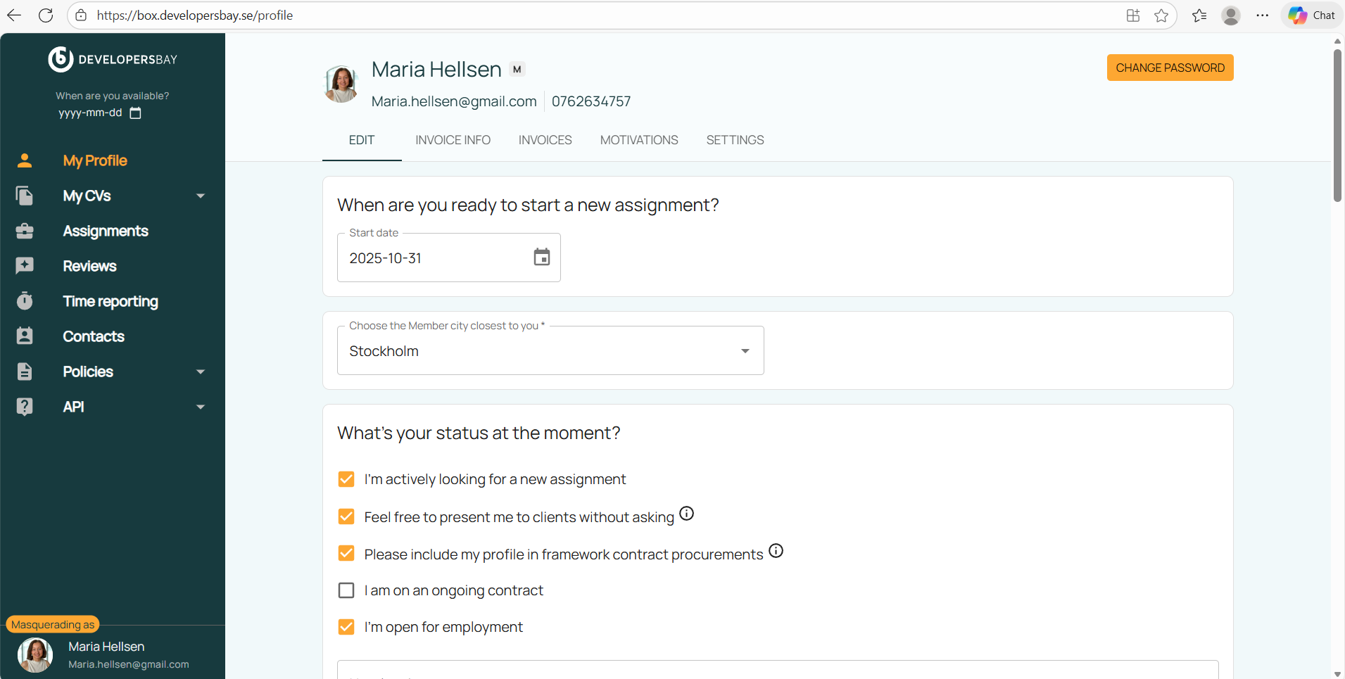 Existing DevelopersBay platform with separate pages and no unified consultant overview.